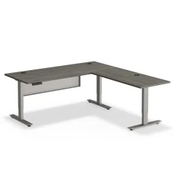 At Work Reversible Height Adjustable Standing L-Desk with Modesty Panel - 72