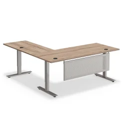 At Work Reversible Height Adjustable Standing L-Desk with Modesty Panel - 72