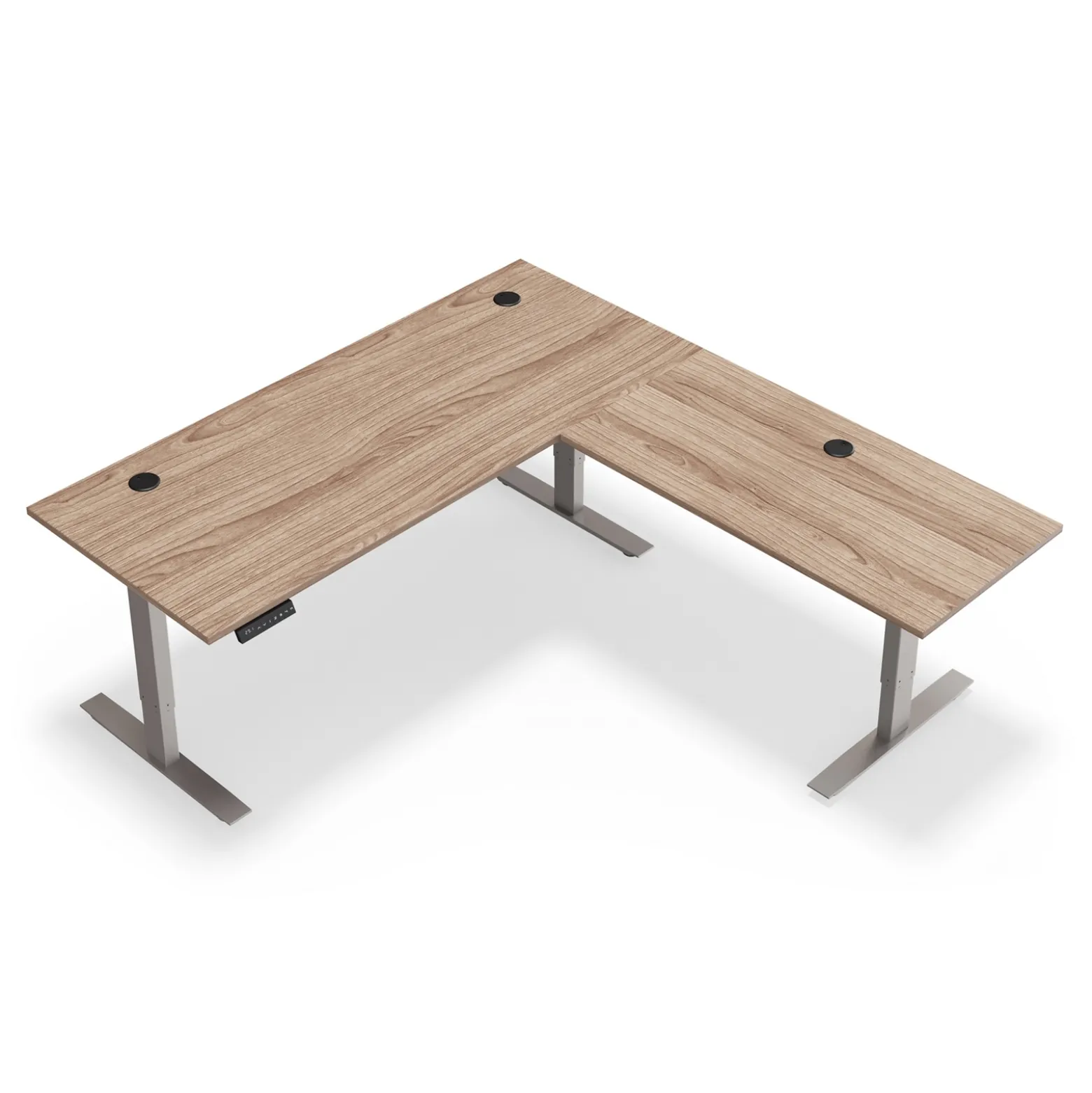At Work Reversible Height Adjustable Standing L-Desk with Modesty Panel - 72"Wx72"D