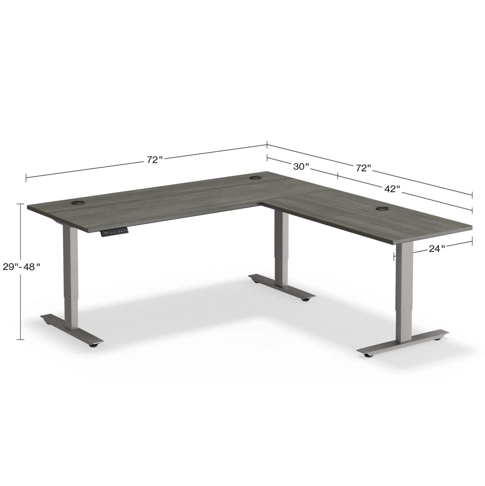 At Work Reversible Height Adjustable L-Shaped Standing Desk - 72"W x 72"D