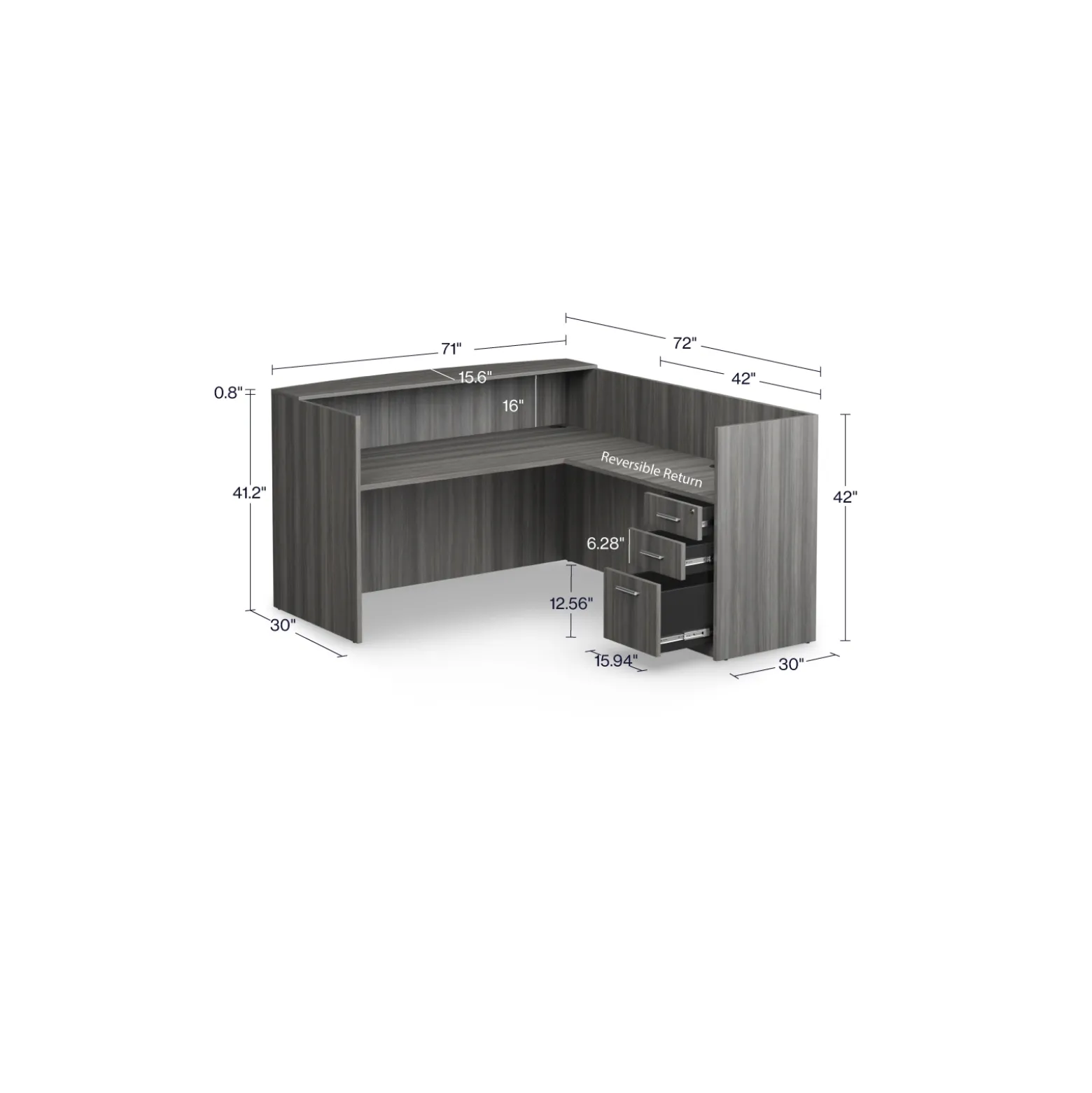 At Work Reversible L-Shaped Reception Desk - 71"W x 30"D