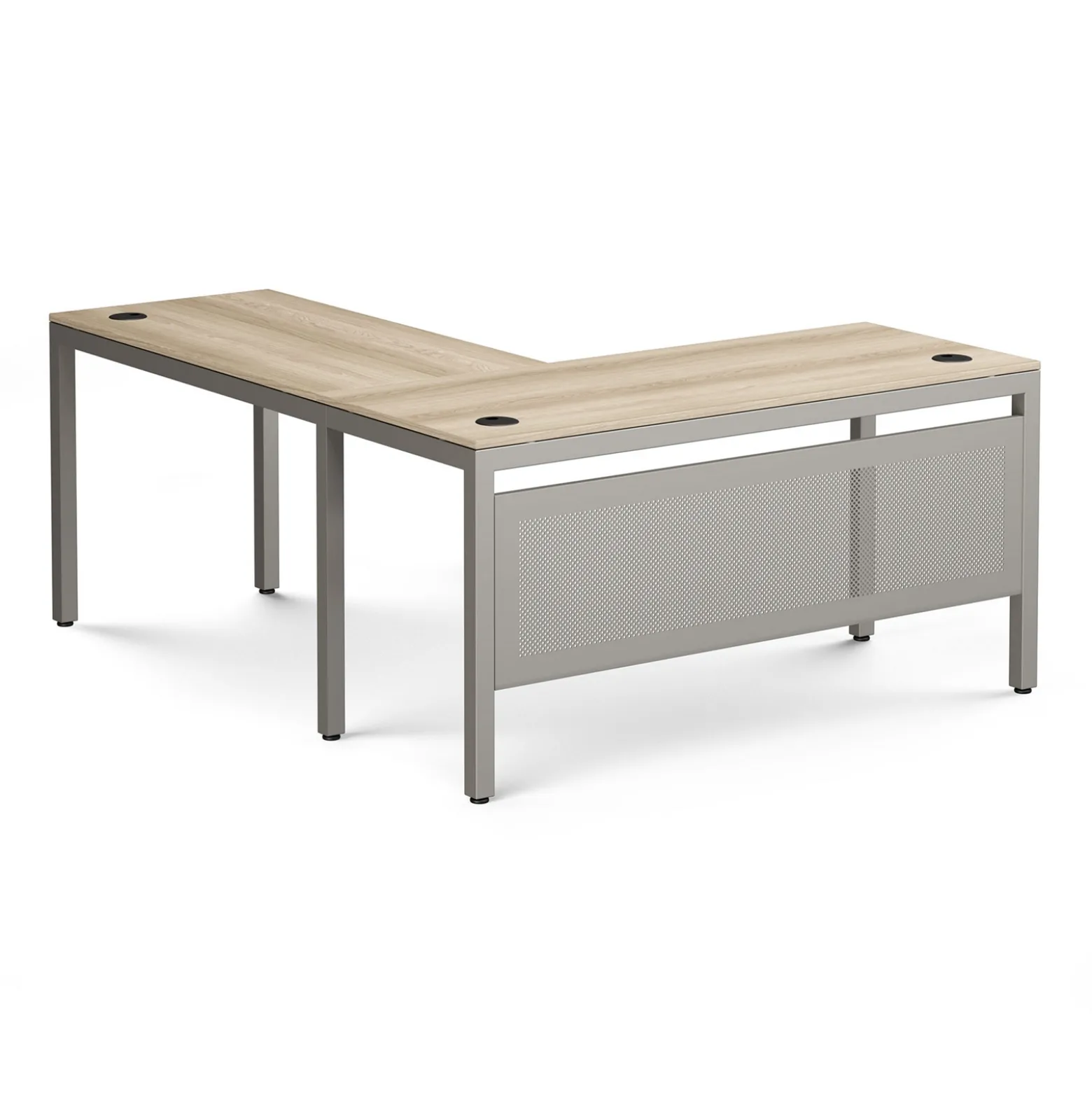 At Work Reversible L-Shaped Desk with Modesty Panel - 60"W X 72"D