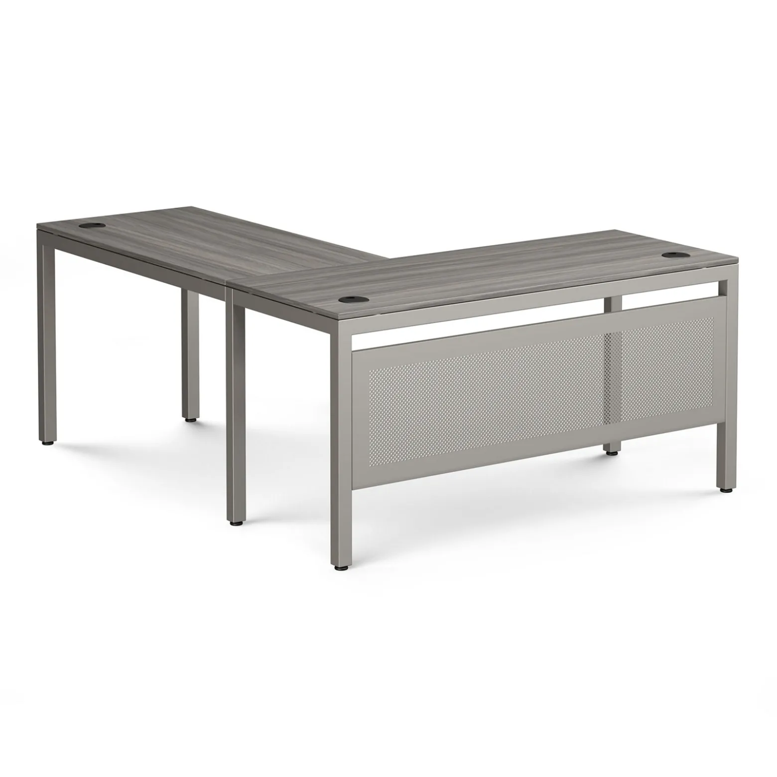 At Work Reversible L-Shaped Desk with Modesty Panel - 60"W X 72"D