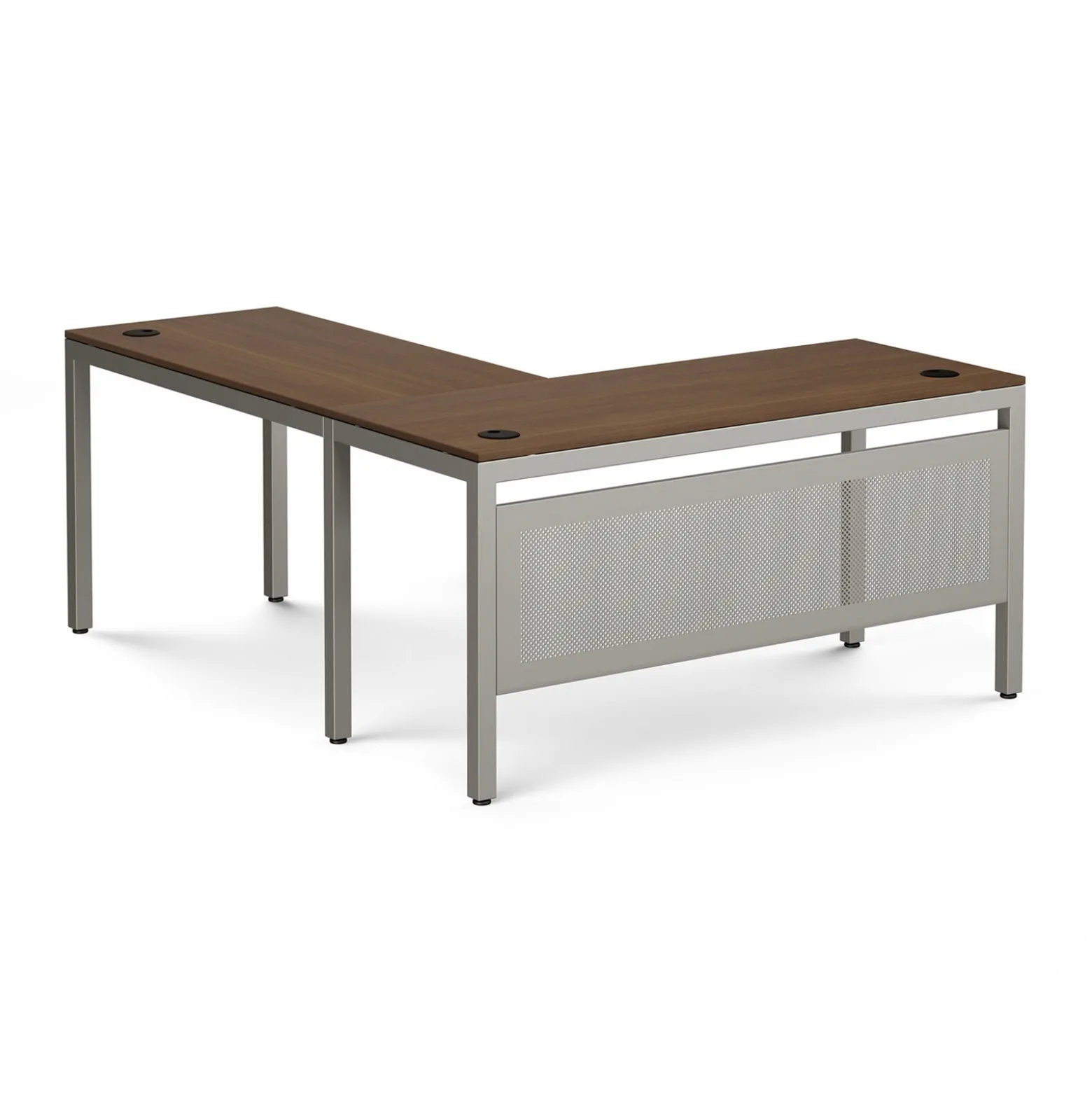 At Work Reversible L-Shaped Desk with Modesty Panel - 60"W X 72"D