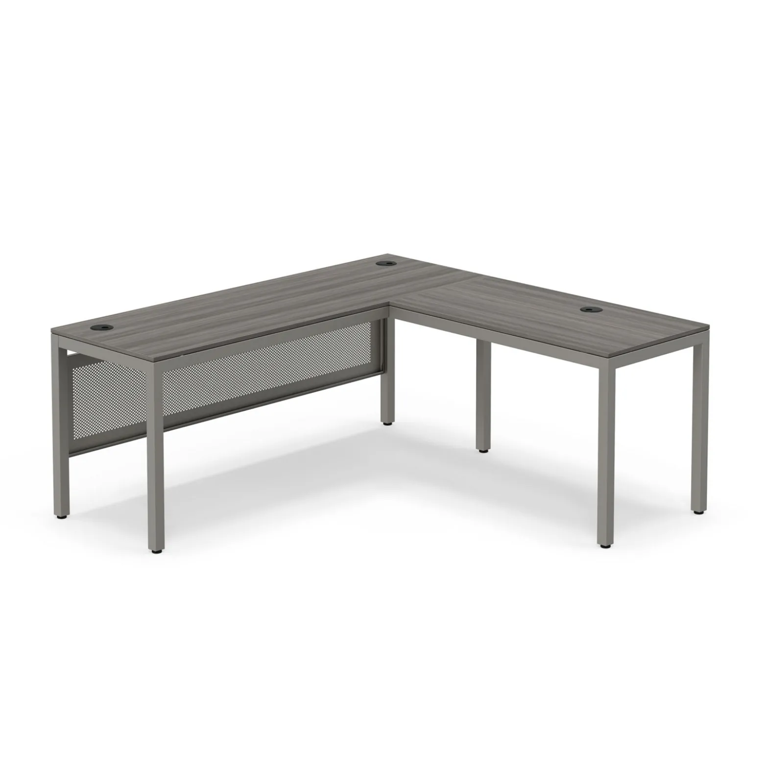 At Work Reversible L-Shaped Desk with Modesty Panel - 60"W X 72"D