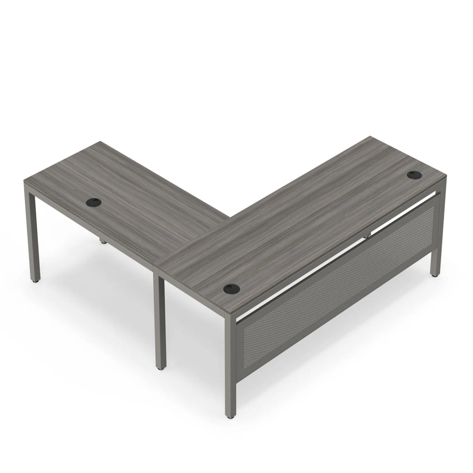 At Work Reversible L-Shaped Desk with Modesty Panel - 60"W X 72"D