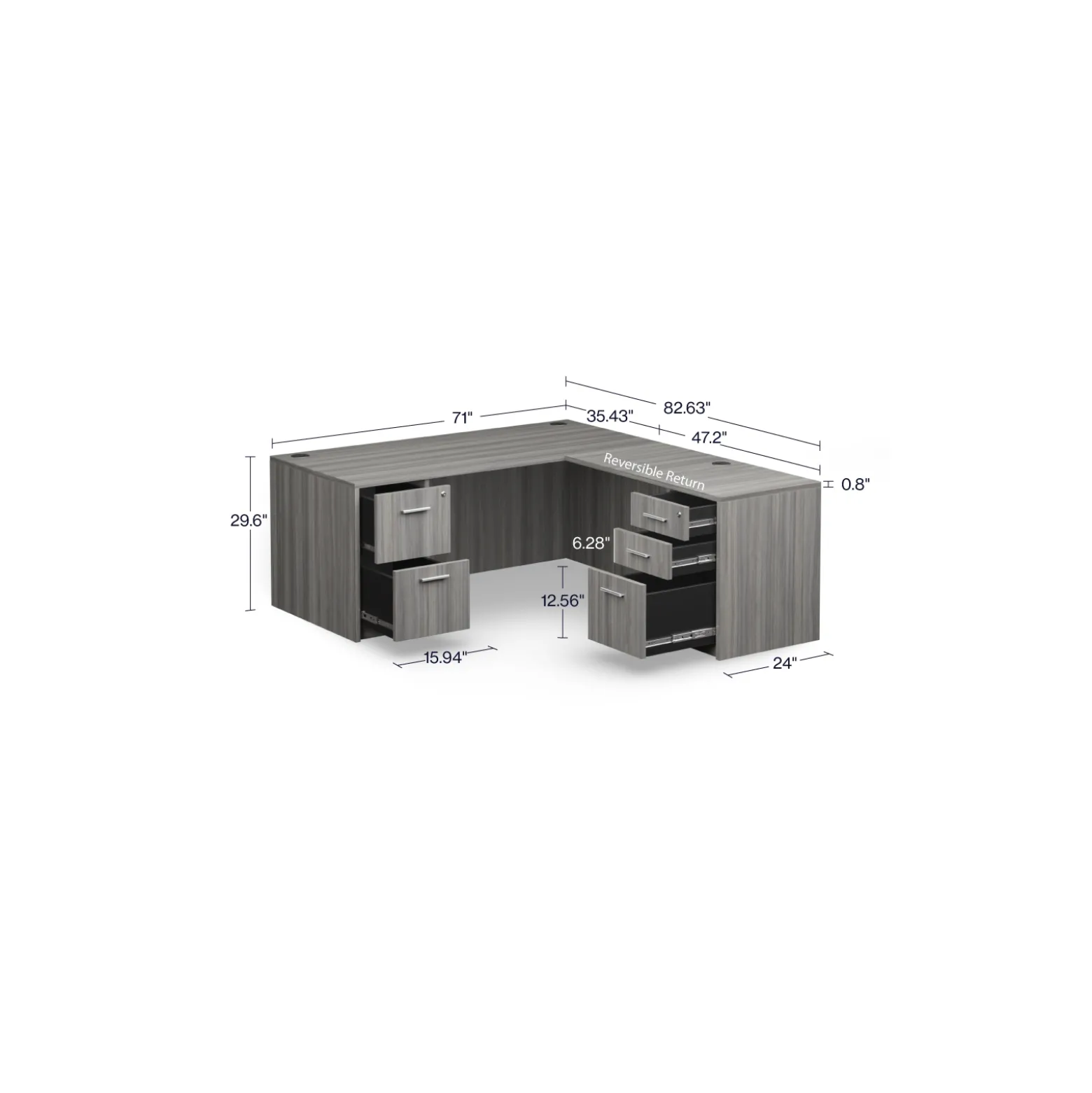 At Work Reversible L-Shaped Desk - 71"W x 83"D