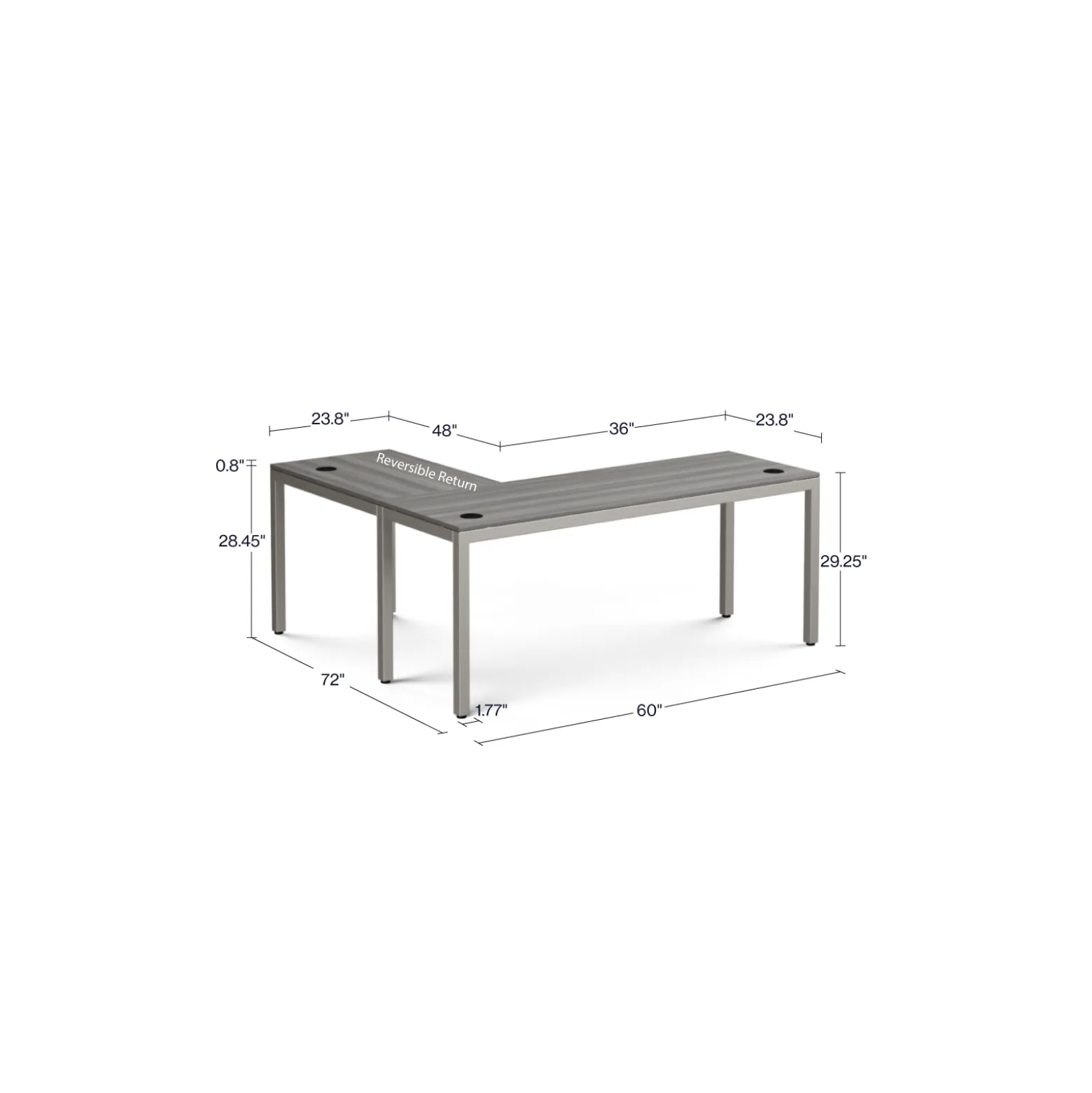 At Work Reversible L-Shaped Desk - 60"Wx72"D