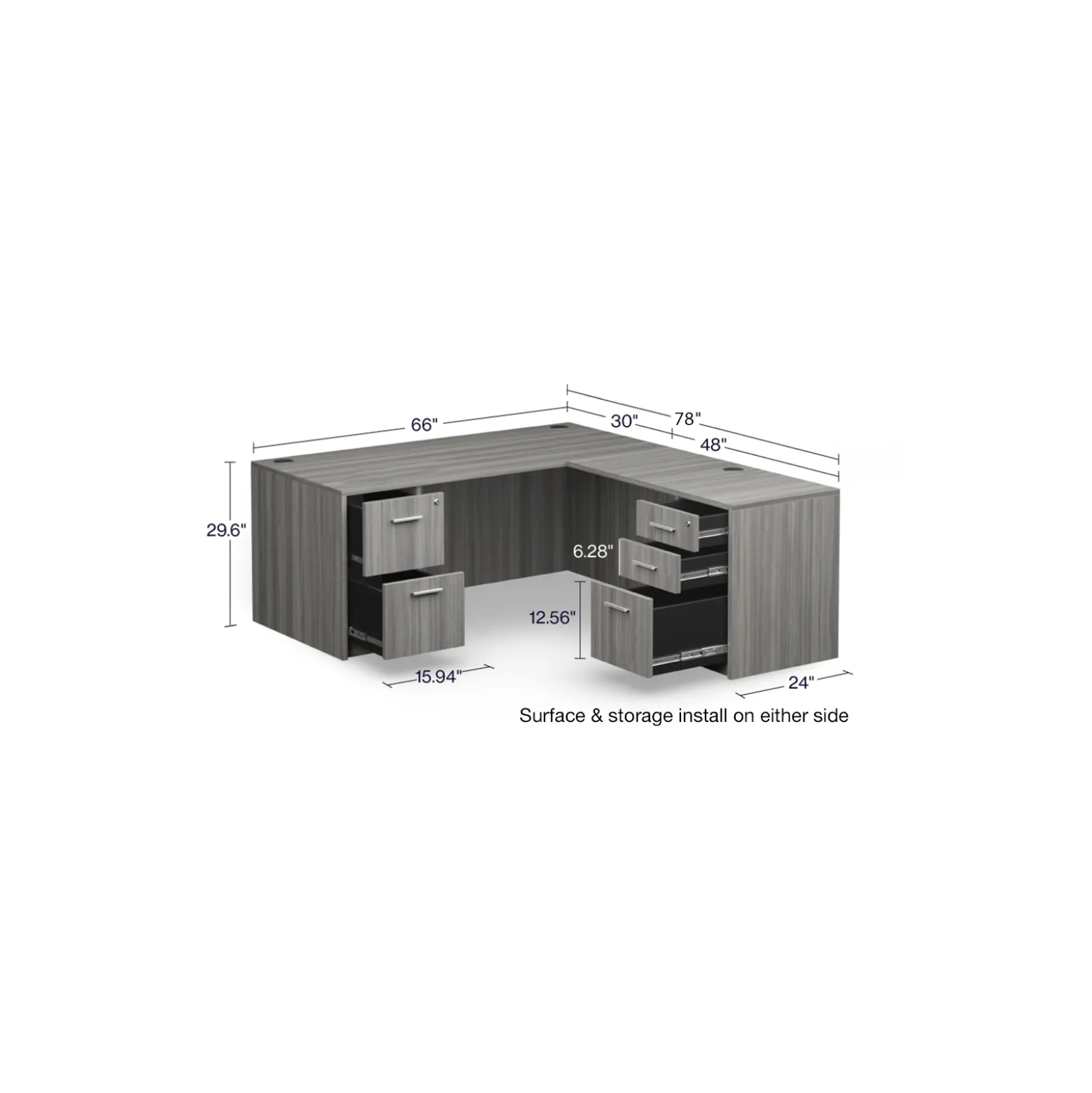 At Work Reversible L-Shaped Desk - 66"W x 78"D