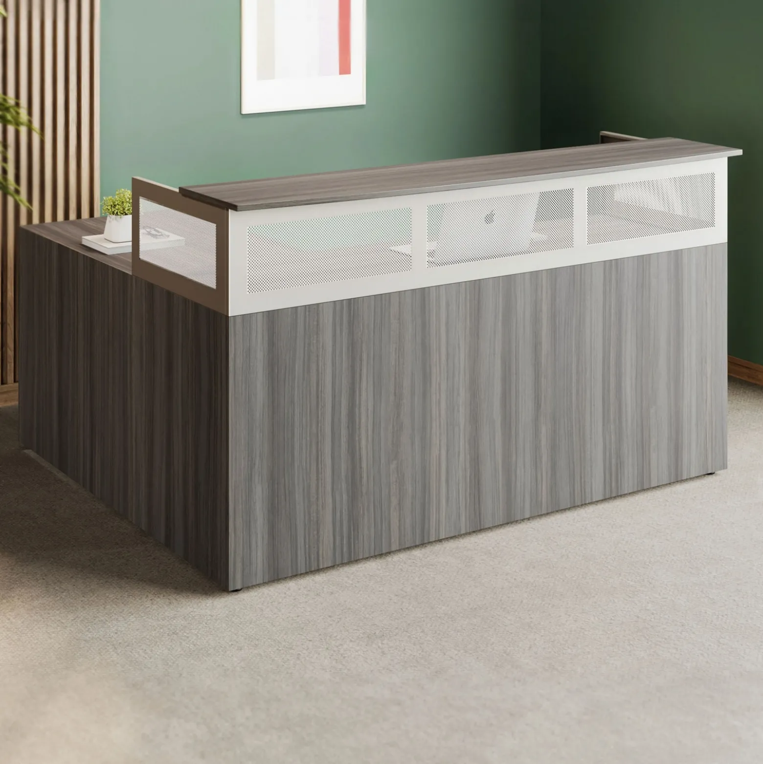 At Work Reversible L-Shaped Reception Desk - 75"W x 66"D