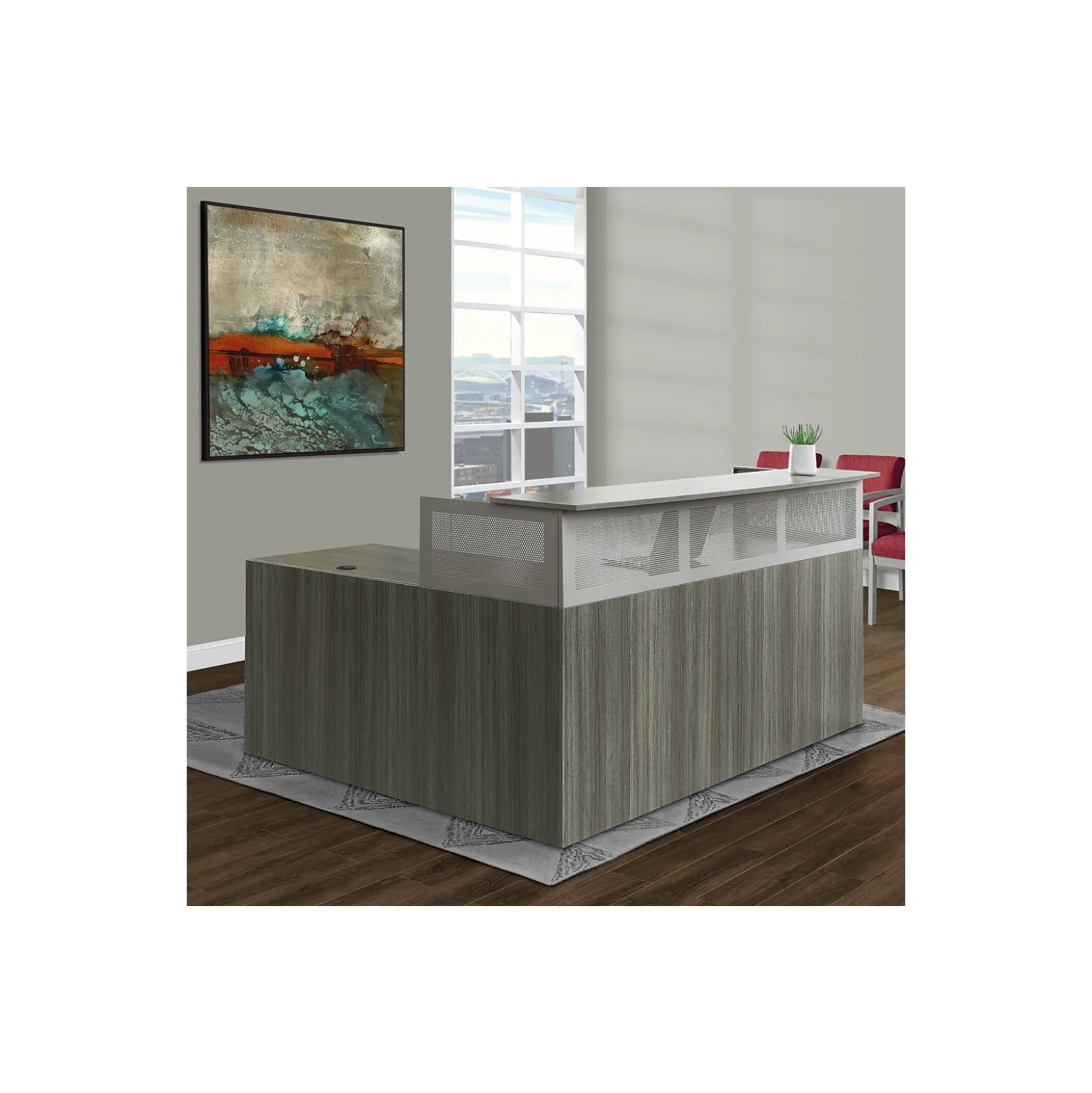 At Work Reversible L-Shaped Reception Desk - 75"W x 66"D