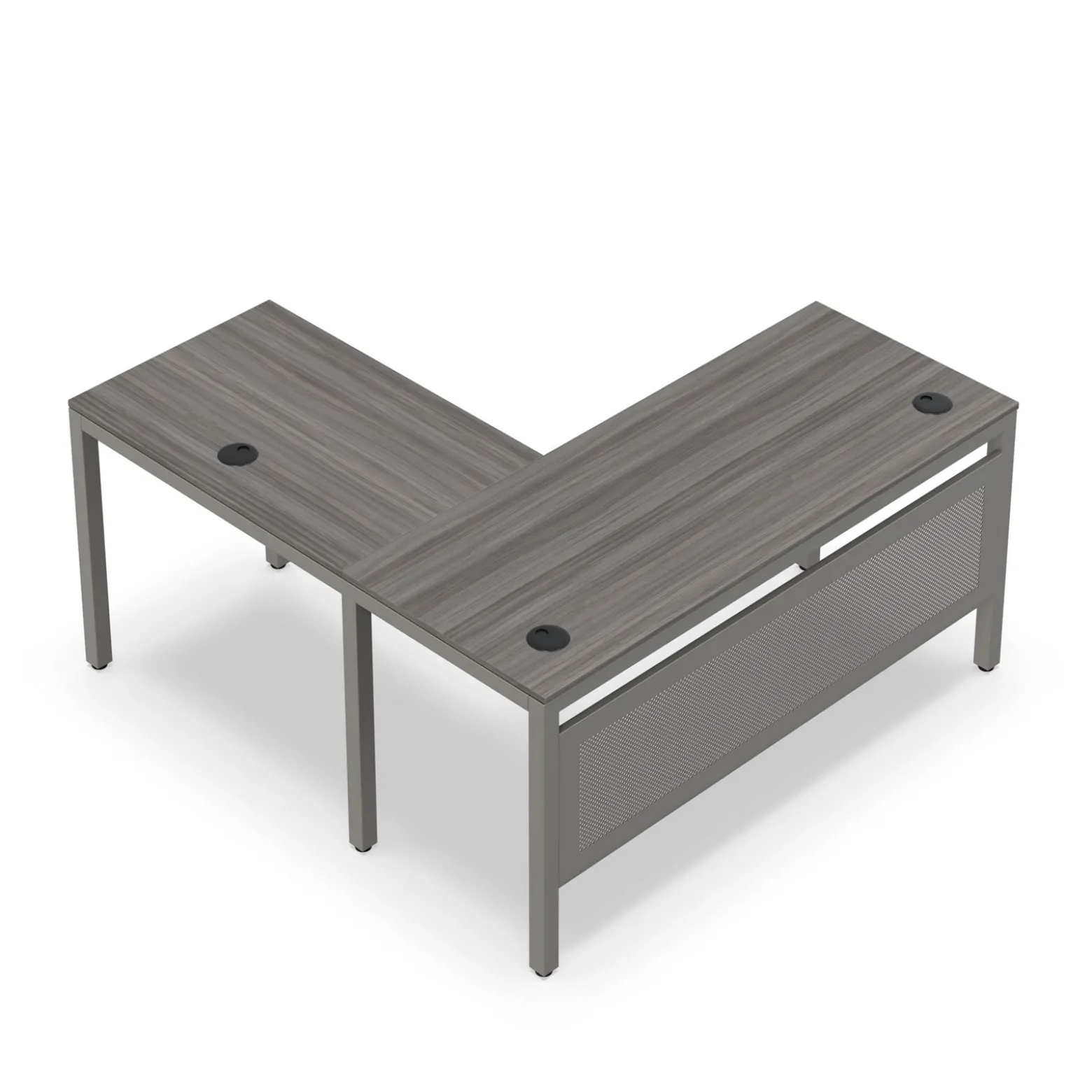 At Work Reversible L-Shaped Desk with Modesty Panel - 60"W X 60"D