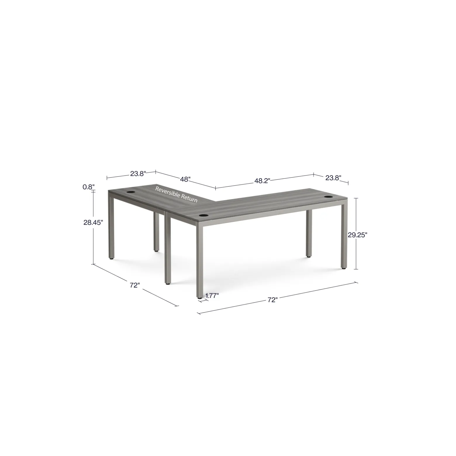 At Work Reversible L-Shaped Desk - 72"W x 72"D