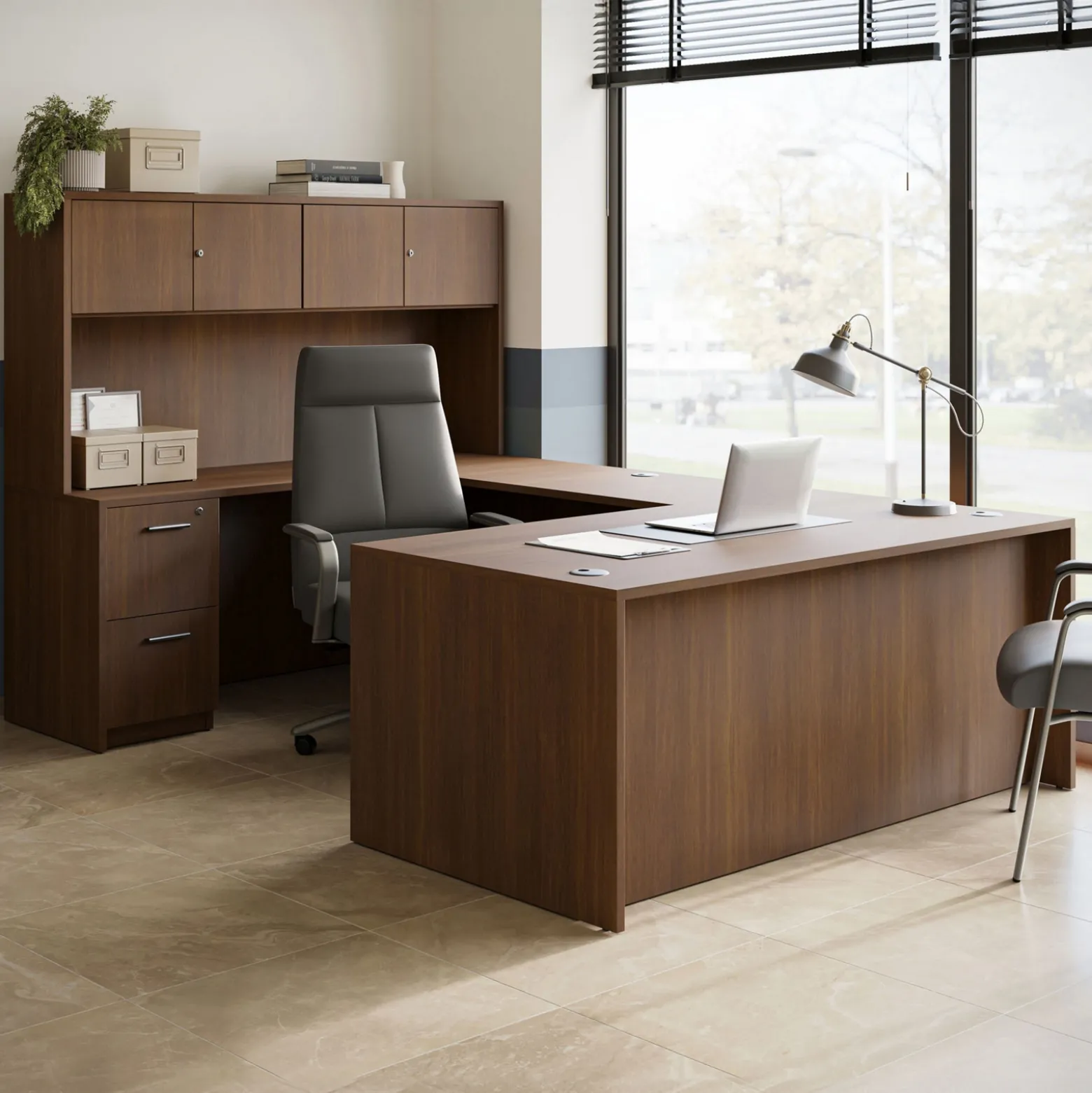 At Work Reversible U-Shaped Desk - 71"W x 107"D