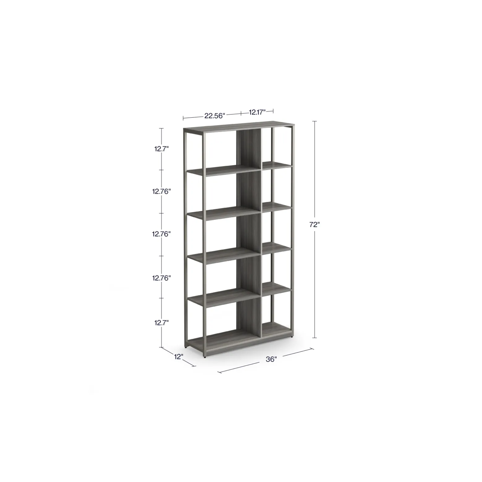 At Work Ten Compartment Bookcase - 36"W x 12"D x 72"H