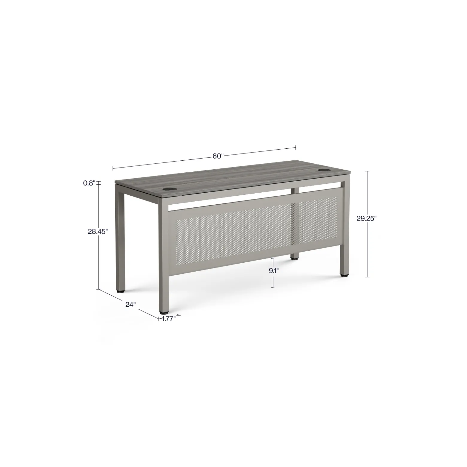 At Work Writing Desk with Modesty Panel - 60"W x 24"D