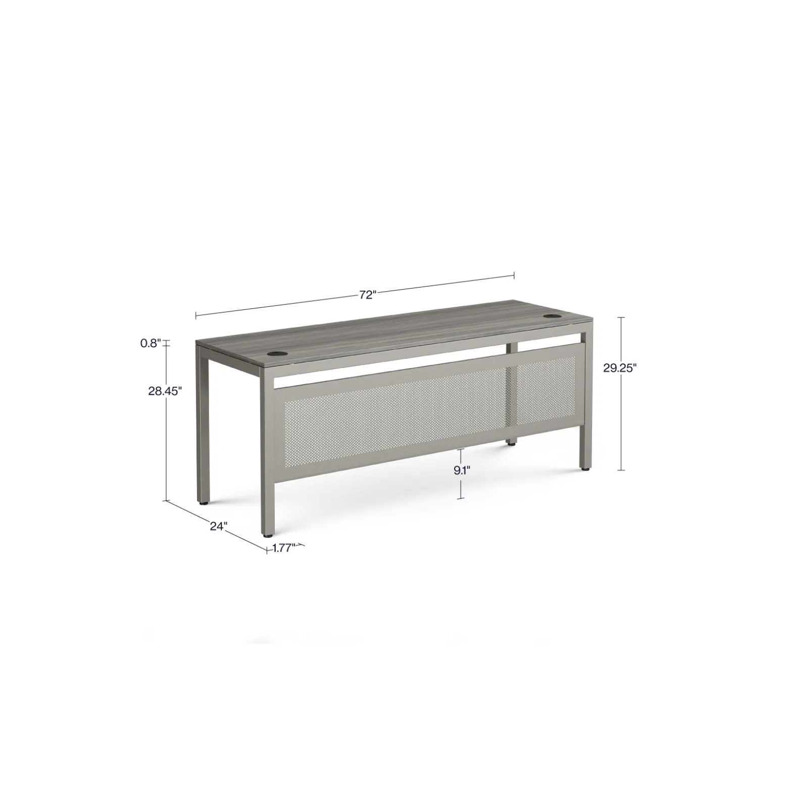 At Work Writing Desk with Modesty Panel - 72"W x 24"D