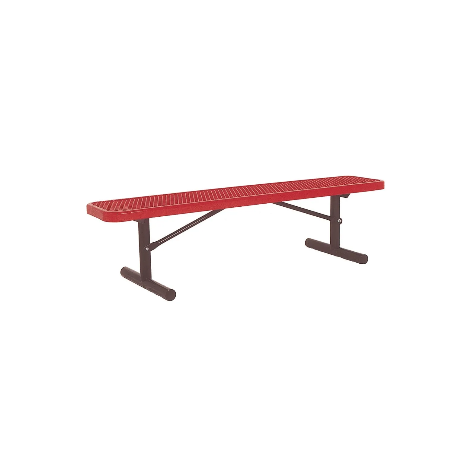 Backless Portable Diamond Pattern Steel Bench - 10'W