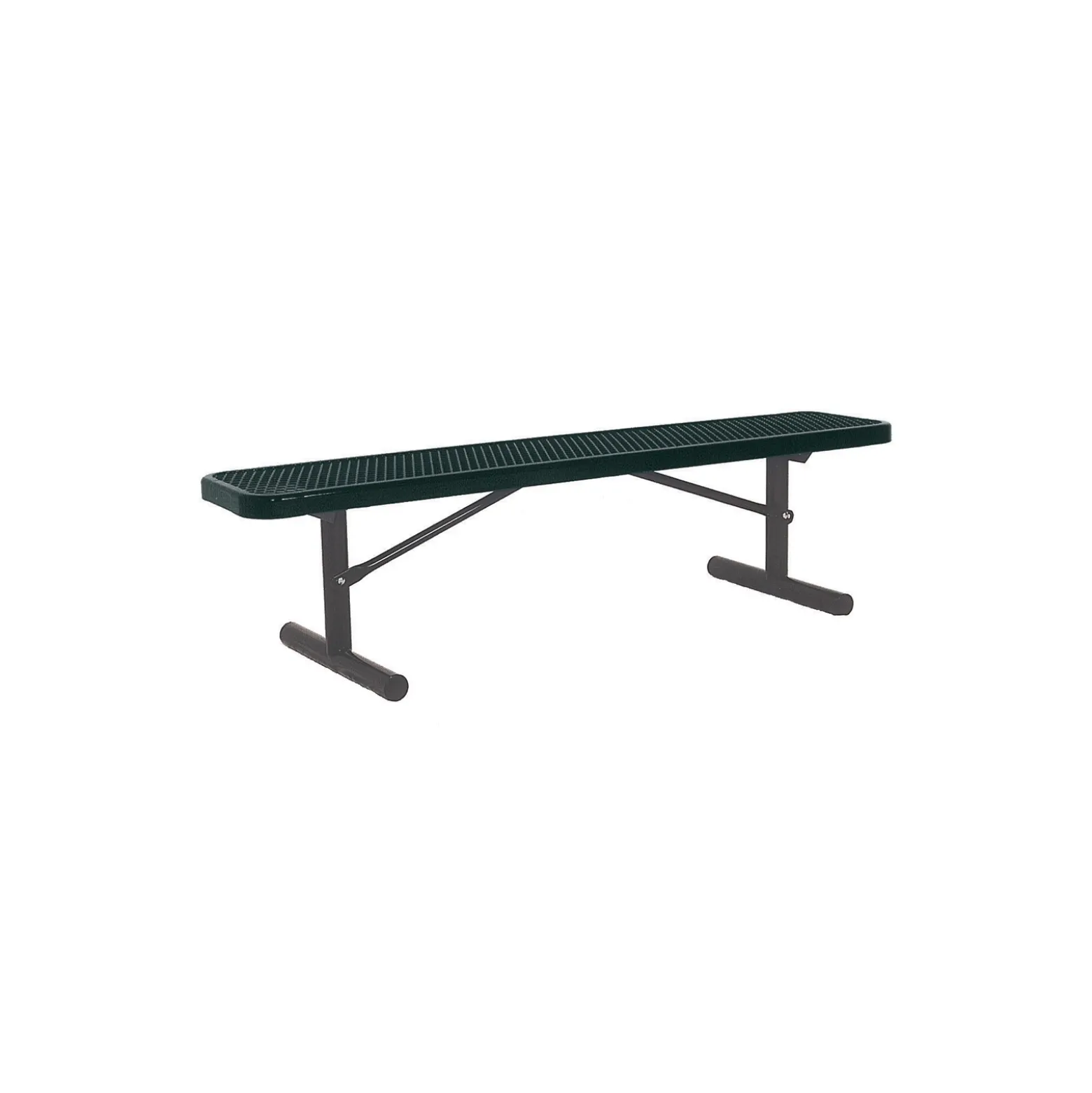 Backless Portable Diamond Pattern Steel Bench - 10'W