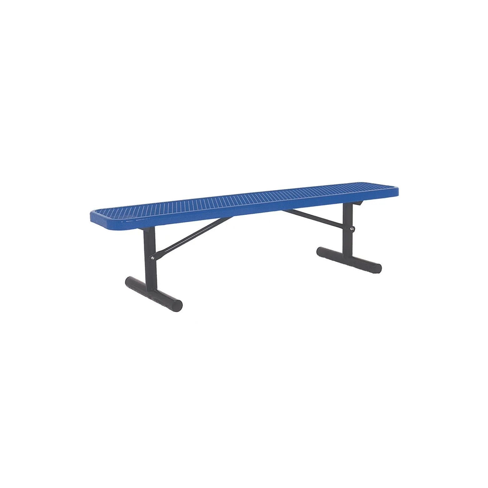 Backless Portable Diamond Pattern Steel Bench - 8'W