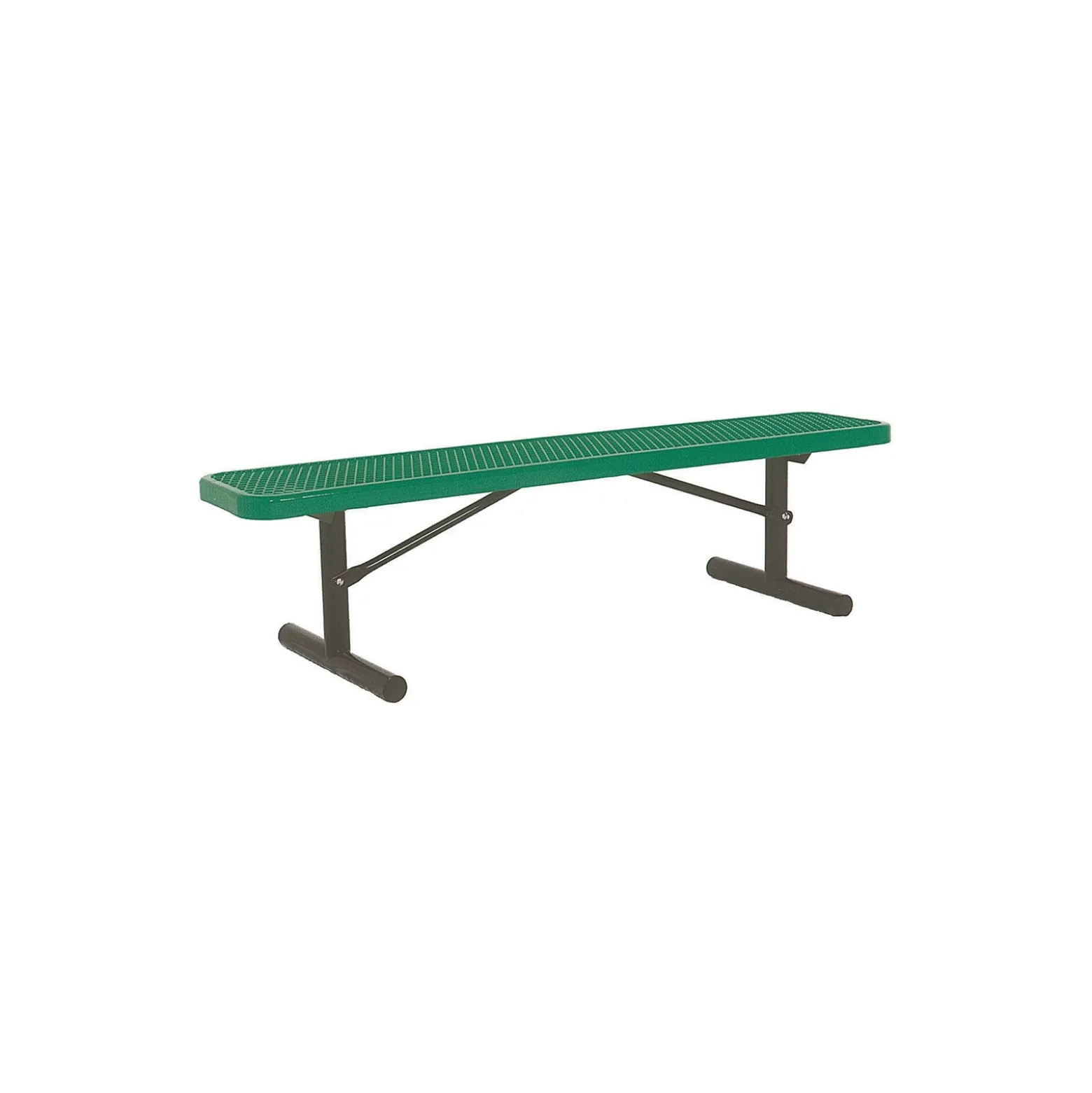 Backless Portable Diamond Pattern Steel Bench - 8'W