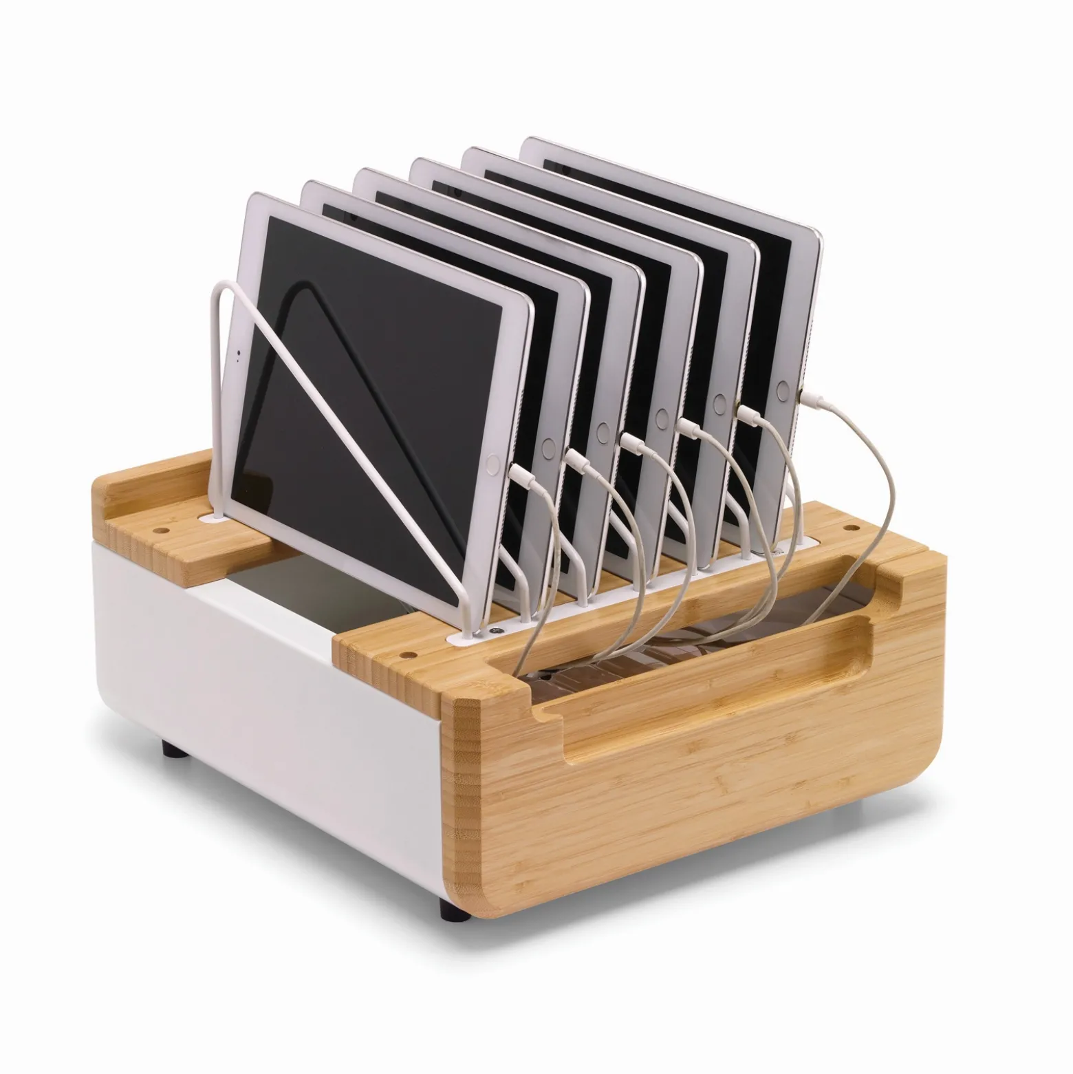 Bamboo Device Management Stand - Holds 6 Devices