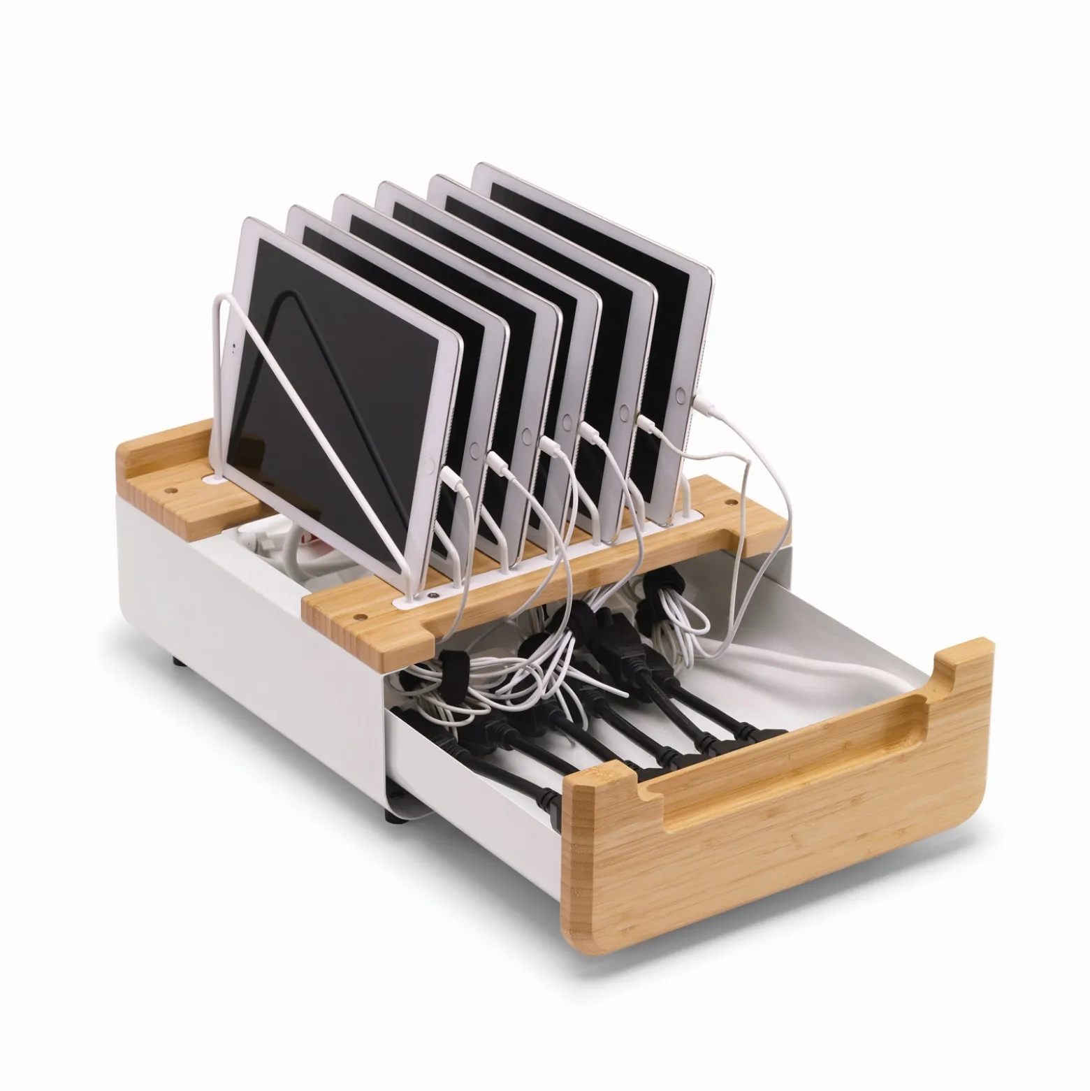Bamboo Device Management Stand - Holds 6 Devices