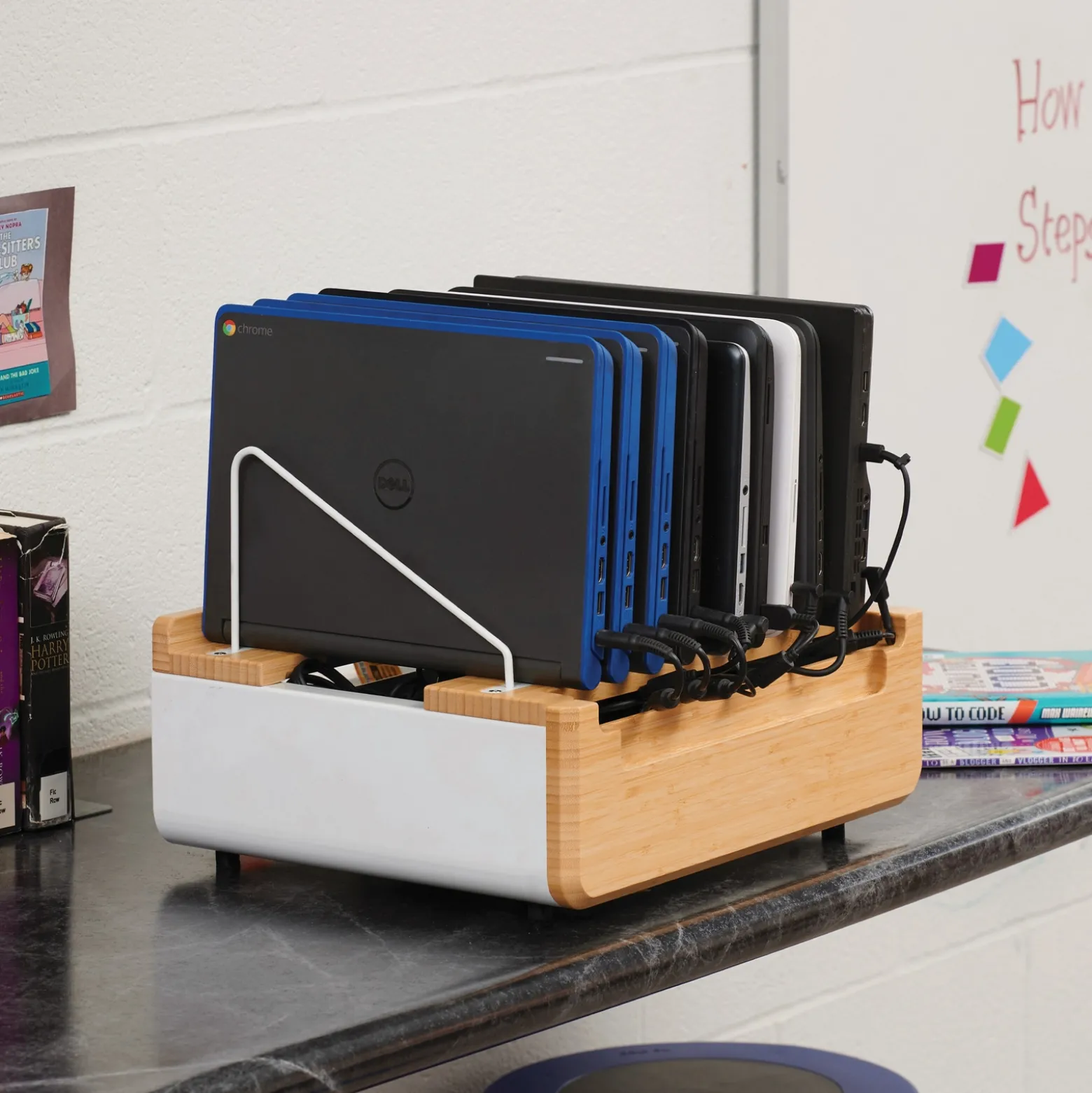 Bamboo Device Management Stand - Holds 10 Devices