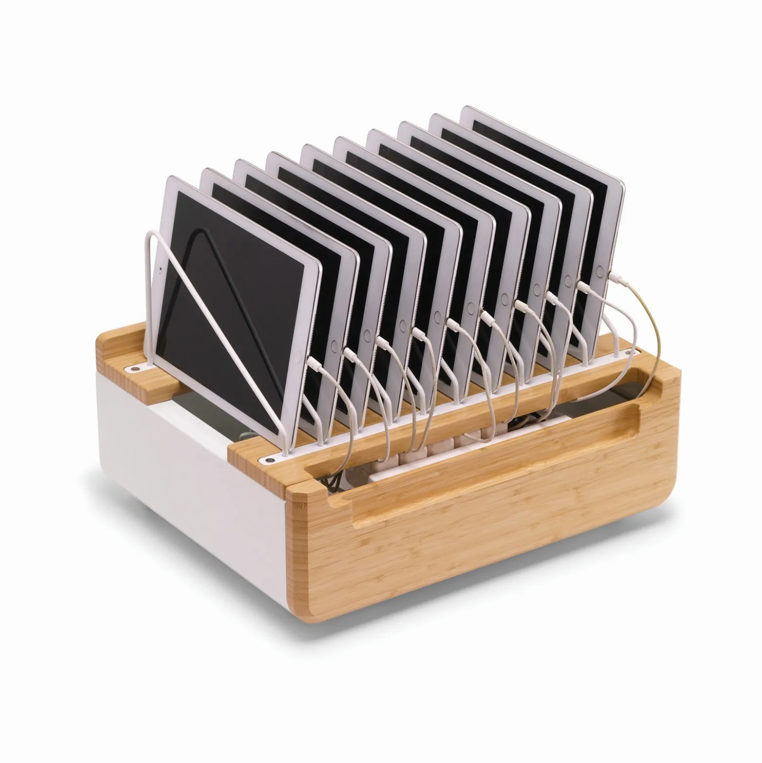 Bamboo Device Management Stand - Holds 10 Devices