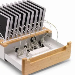 Bamboo Device Management Stand - Holds 10 Devices