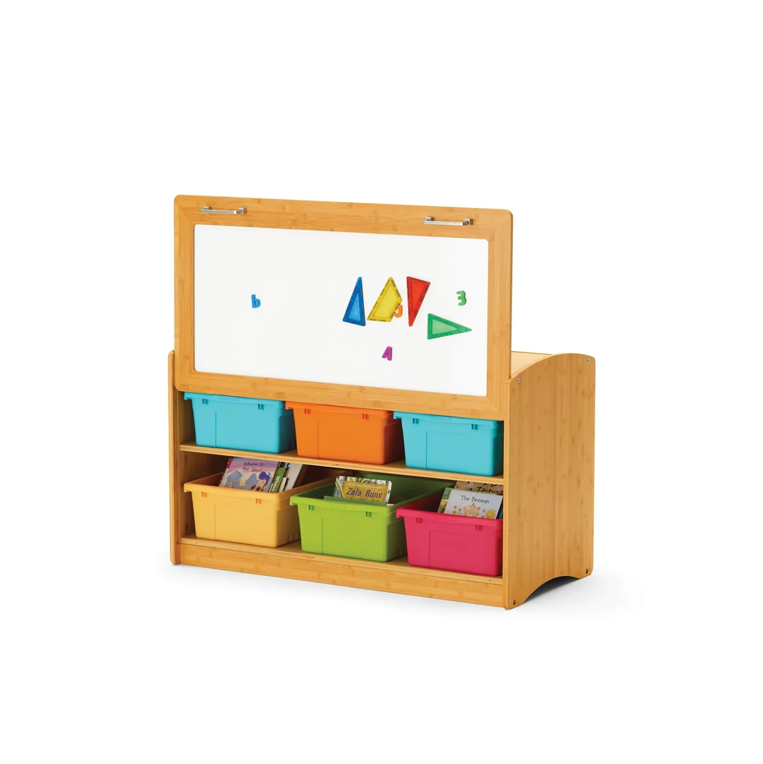 Bamboo Hide-Away Shelf w/ Color Tubs - 41"W x 16.5"D