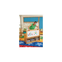 Bamboo Shelving Unit with Clear Tubs - 41"W x 16.5"D