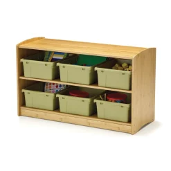 Bamboo Shelving Unit with Color Tubs - 41"W x 16.5"D