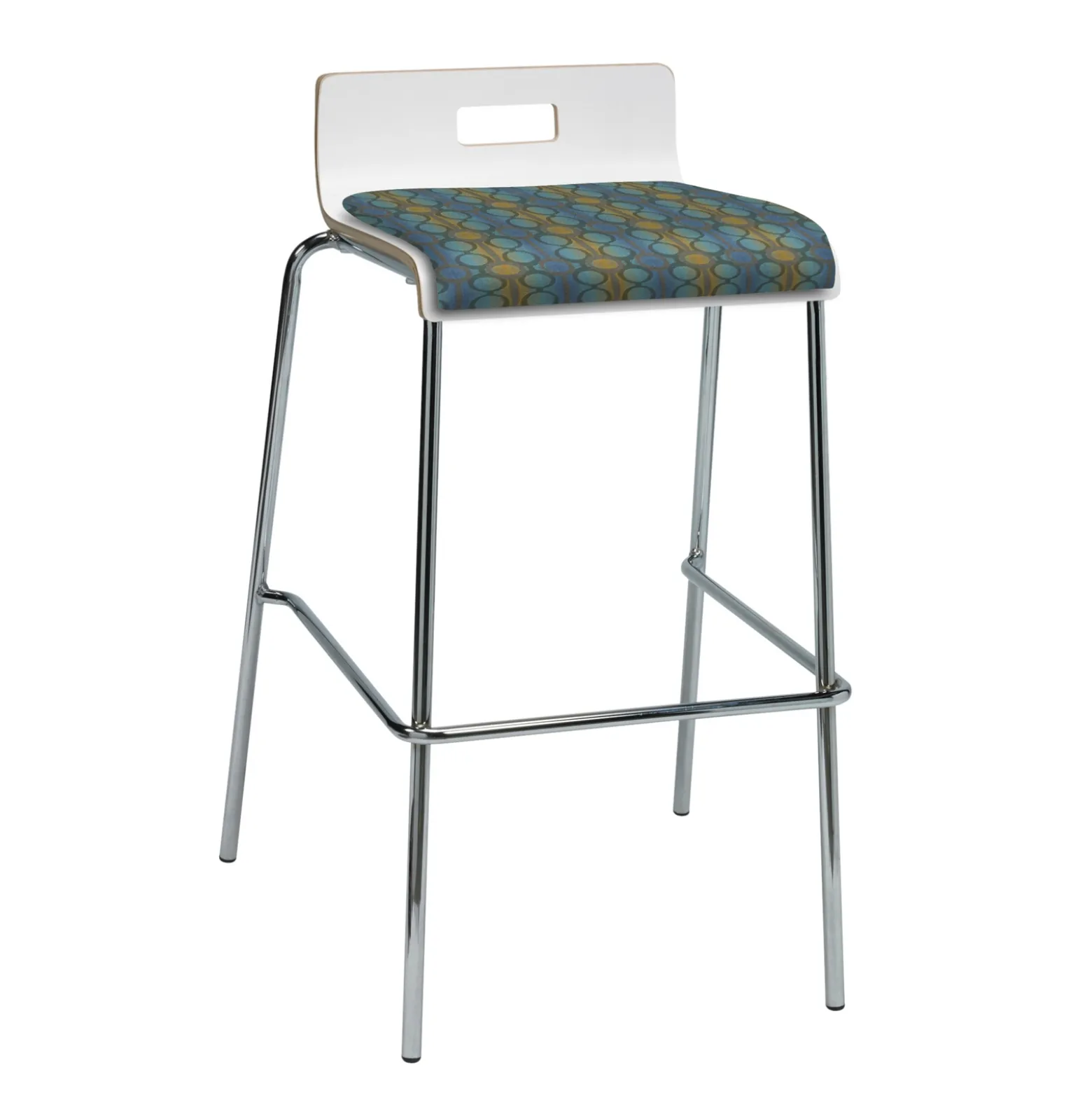 Bar Height Low Back Stool with Fabric Seat