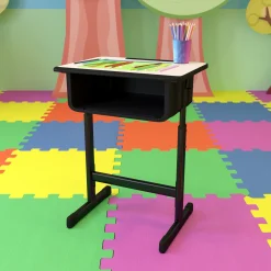 Billie Height Adjustable Student Desk with Open Book Box