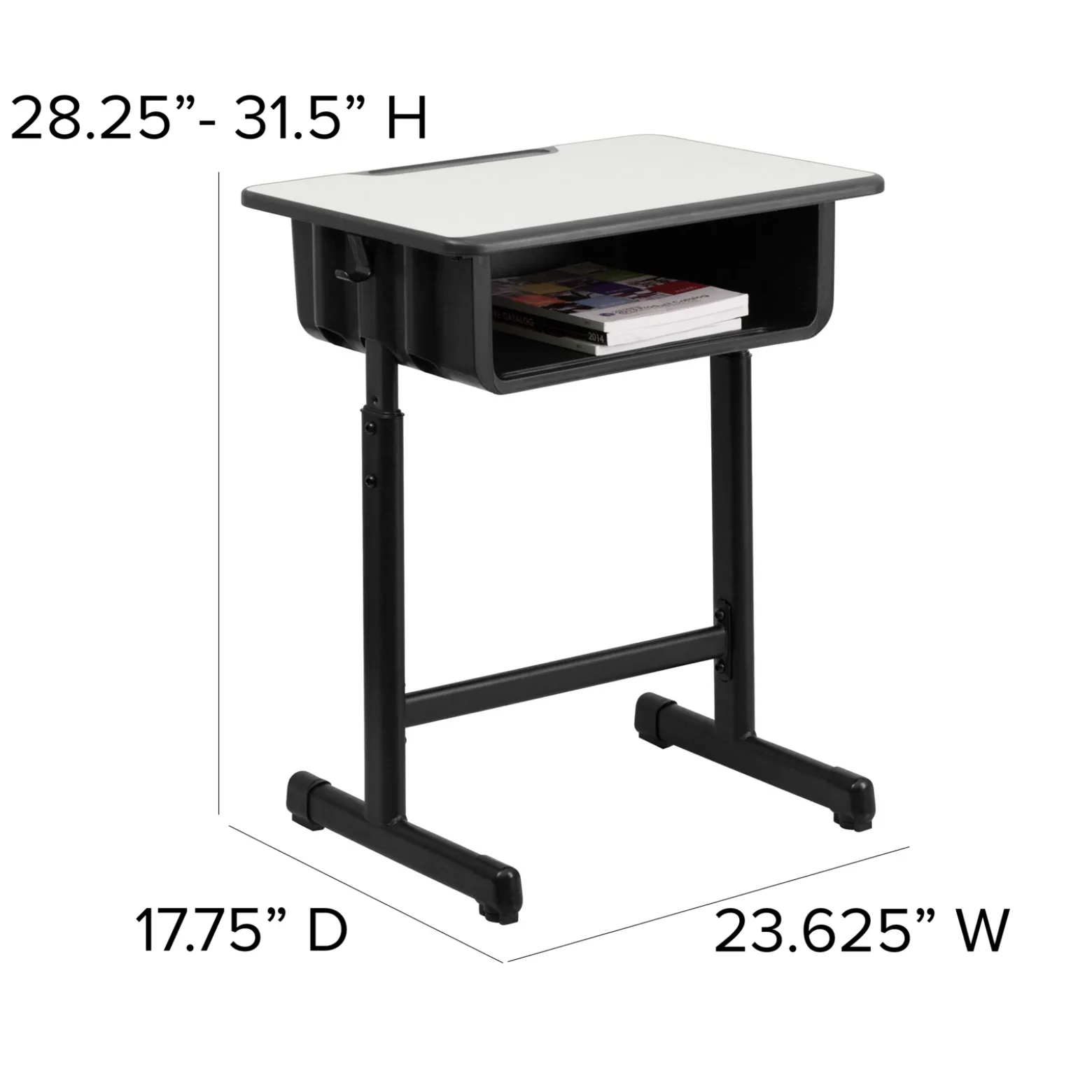 Billie Height Adjustable Student Desk with Open Book Box