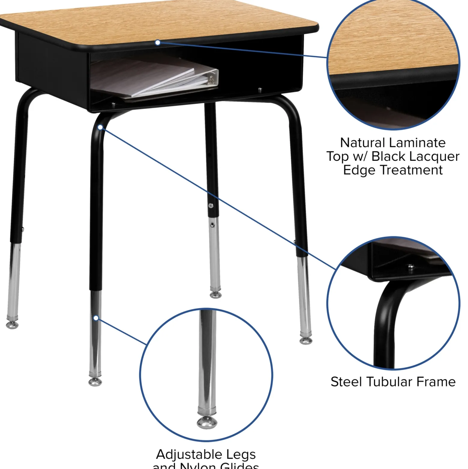 Billie Student Desk with Open Book Box