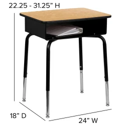 Billie Student Desk with Open Book Box