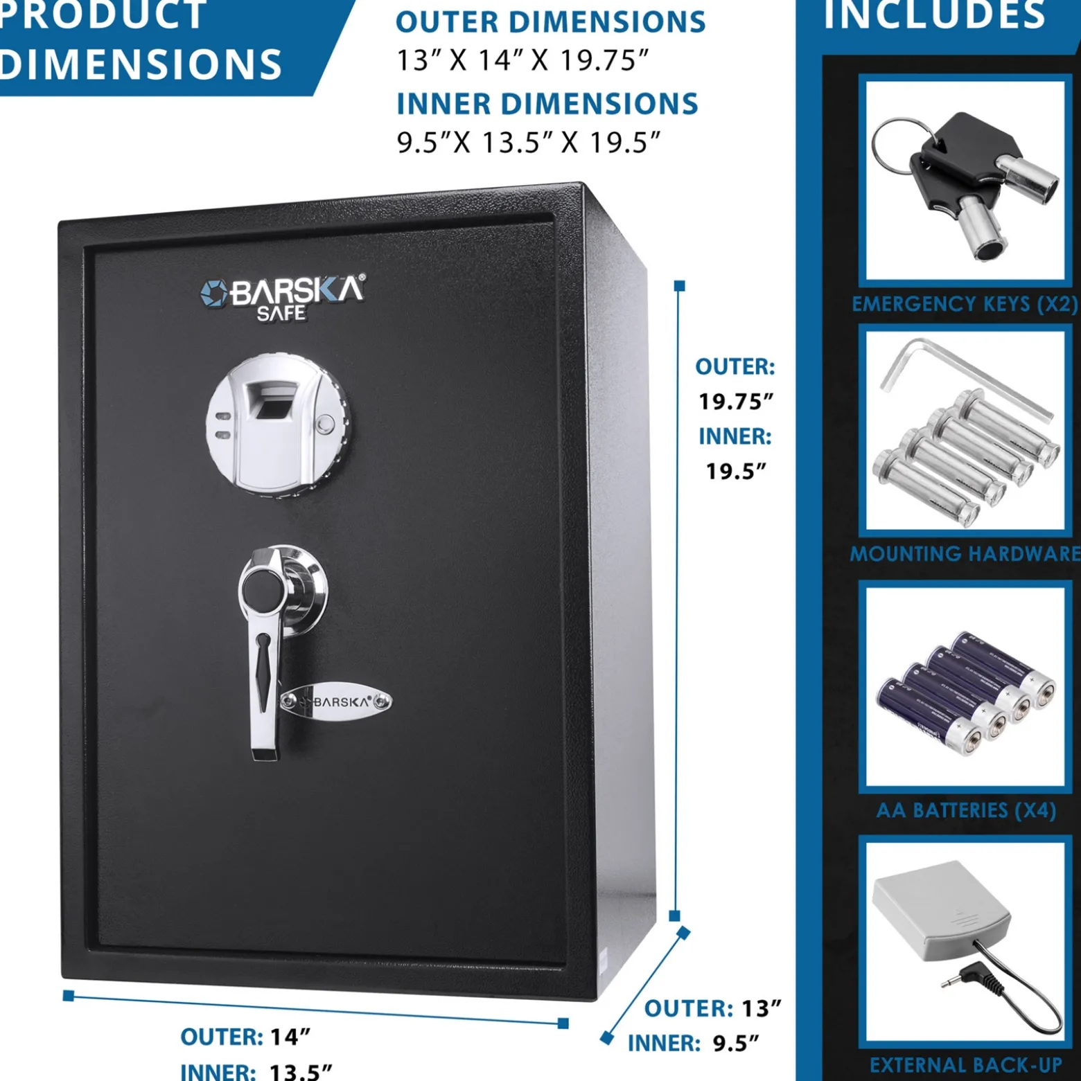 Biometric Fingerprint Security Safe - 1.45 Cu.Ft