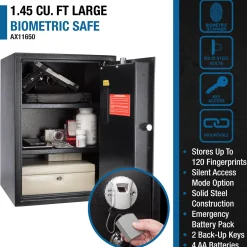Biometric Fingerprint Security Safe - 1.45 Cu.Ft
