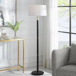 Black Embellished Gold Floor Lamp