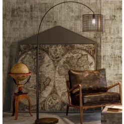 Black Mesh Shade Arched Floor Lamp - 50"H
