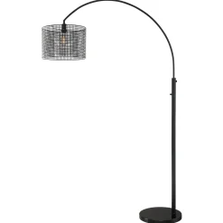 Black Mesh Shade Arched Floor Lamp - 50"H
