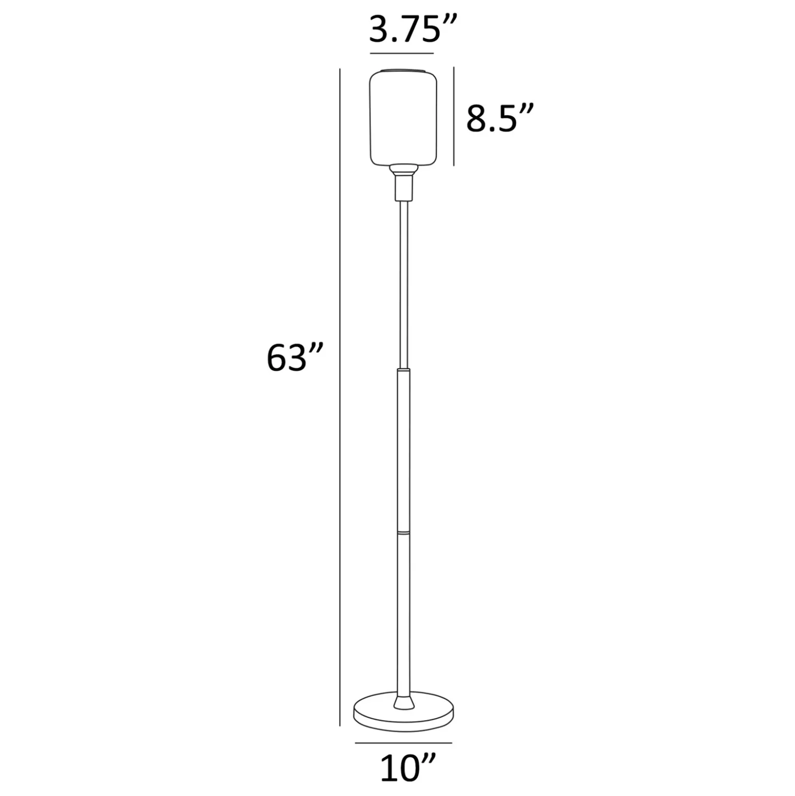 Black Metal Uplight Floor Lamp - 63"H
