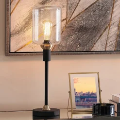 Black Metal Uplight Table Lamp - 23.5"H