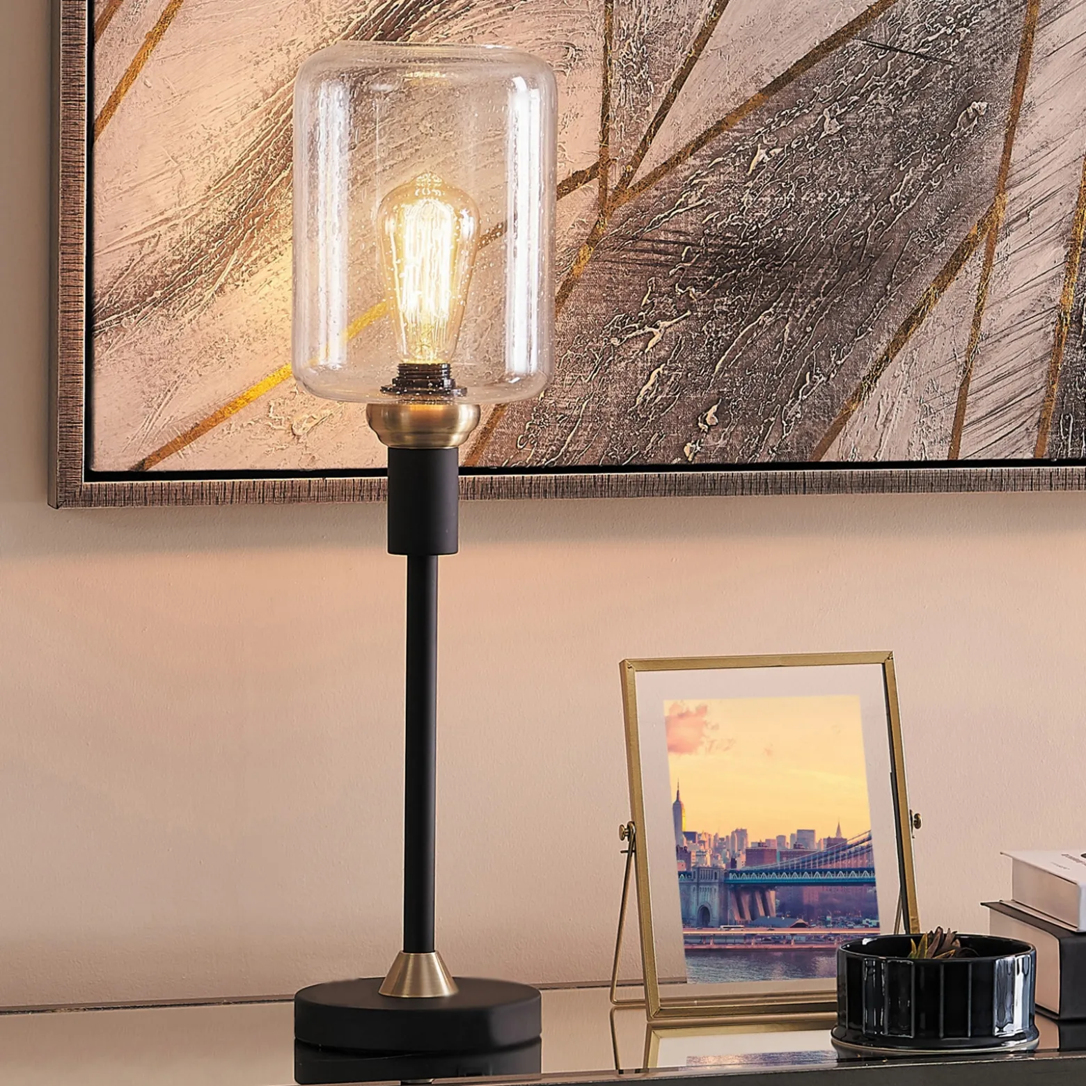 Black Metal Uplight Table Lamp - 23.5"H