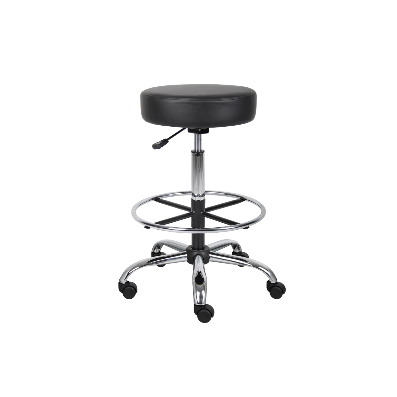 Boss Medical Backless Vinyl Stool with Adjustable Seat and Foot Ring