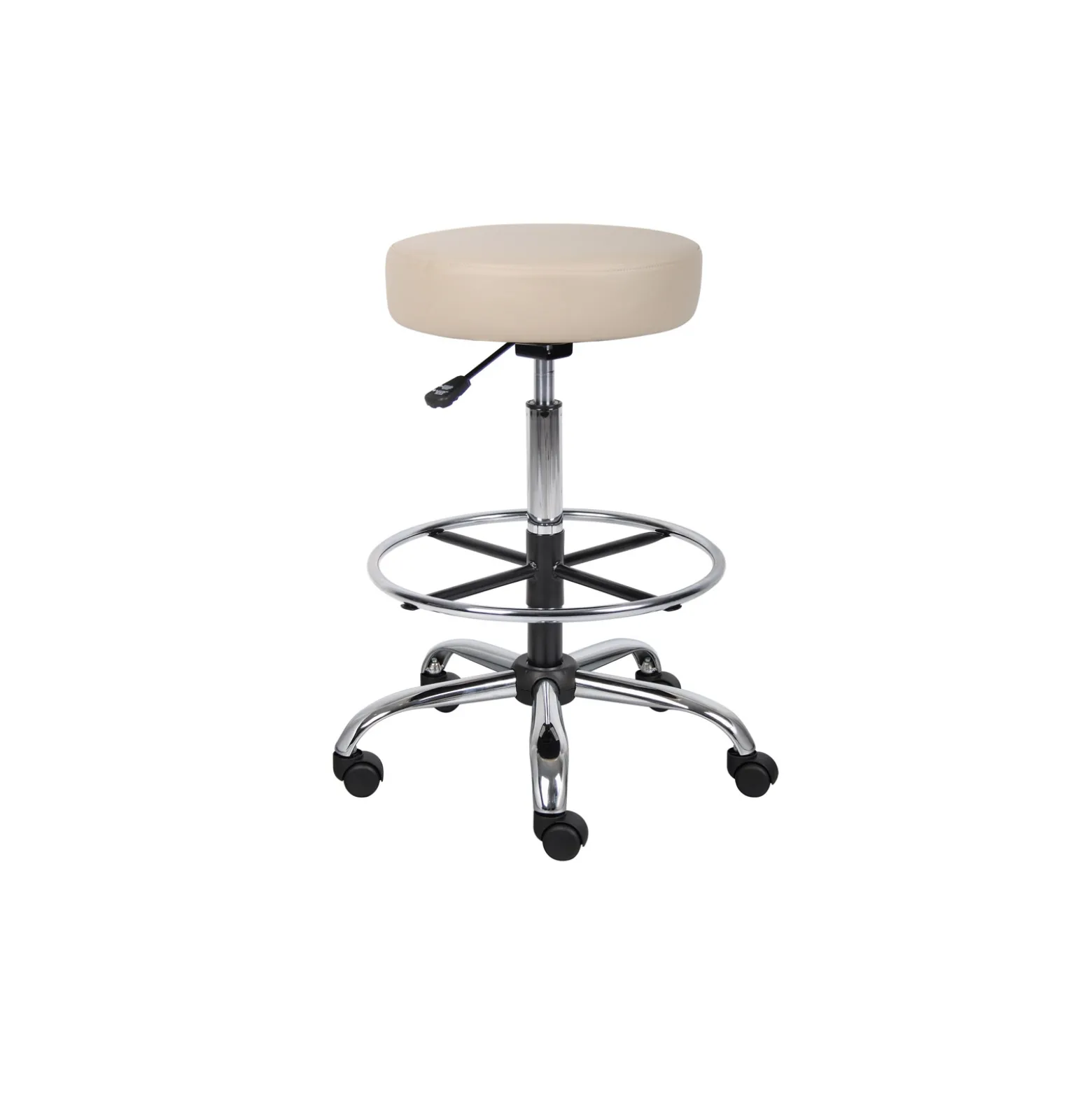Boss Medical Backless Vinyl Stool with Adjustable Seat and Foot Ring