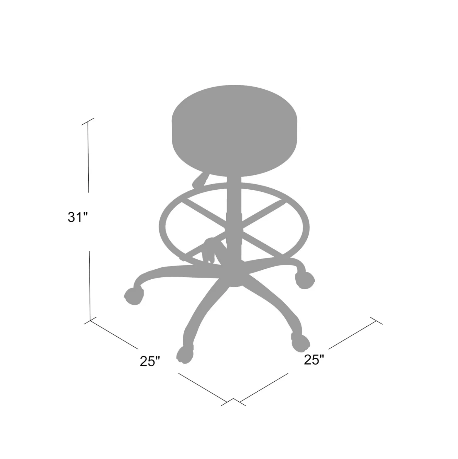 Boss Medical Backless Vinyl Stool with Adjustable Seat and Foot Ring