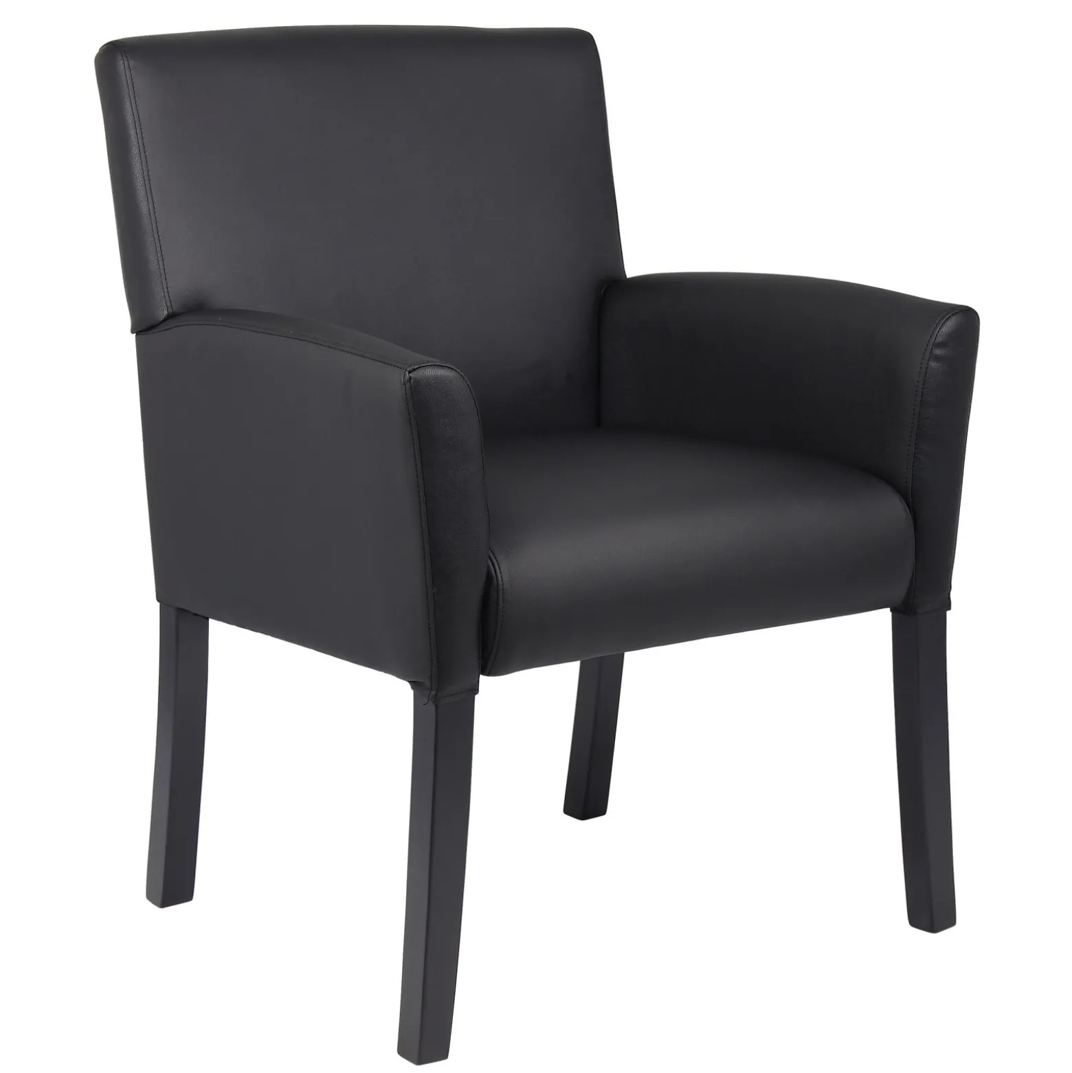 Box Arm Guest Chair with Black Wood Frame